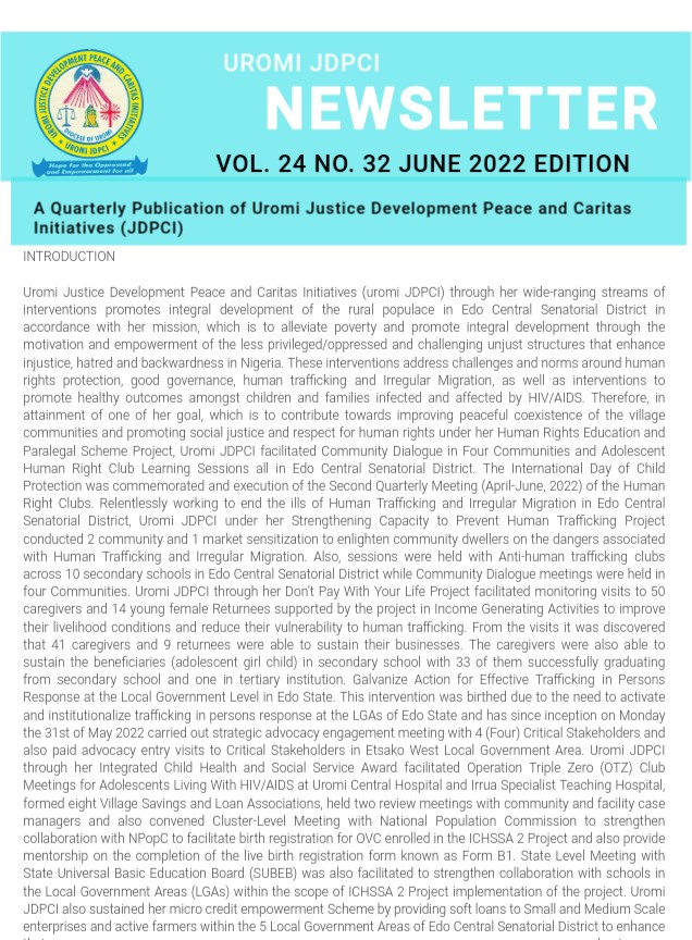 UROMI JDPCI NEWSLETTER VOL. 24 NO. 32 JUNE 2022 EDITION image