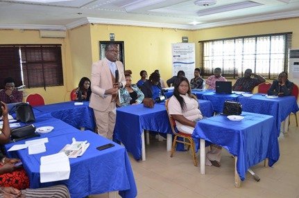 The ED addressing members of the Private Sector on Private Sector Engagement in the Implementation of the Victims of Trafficking Trust Fund (VTTF). Courtesy SCALE Nigeria Project